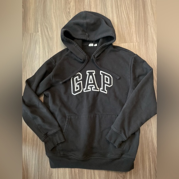 GAP Boys Black Fleece lined Hoodie Sweatshirt with Logo size M - Picture 3 of 5